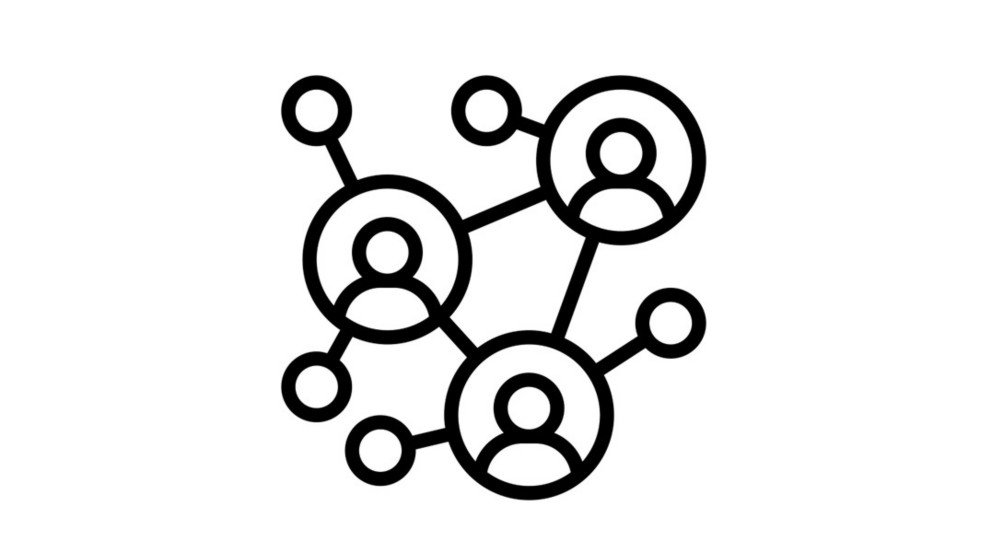 Piktogramm von Figuren, die mit Linien miteinander verbunden sind