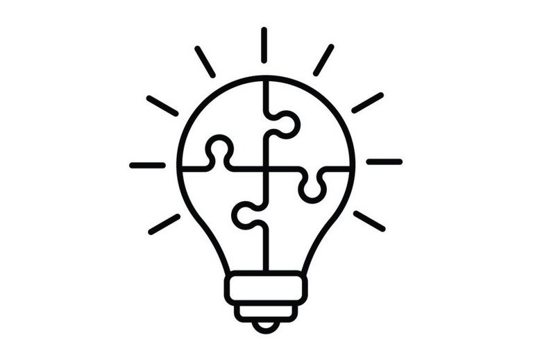 Symbolbild Innovation Glhbirne die aus Puzzleteilen besteht