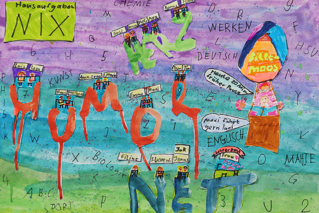 Lena Garhammer & Stefanie Raab, 3b, Grundschule B&uuml;chlberg, Kunstwerk "Guten Flug!" (H&auml;ngt im Flur zum MakerSpace)