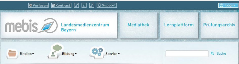 Das Bild zeigt einen Screenshot des Mebis-Systems.